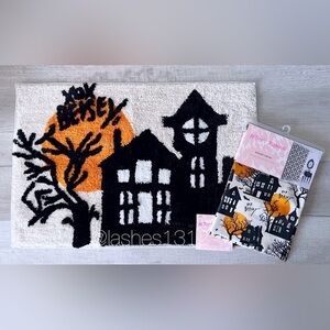BETSEY JOHNSON Haunted House Bath Mat Rug & Shower Curtain Set - Halloween
